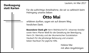 Traueranzeige von Otto Mai von Gmünder Tagespost