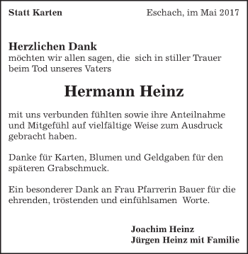 Traueranzeige von Hermann Heinz von Gmünder Tagespost