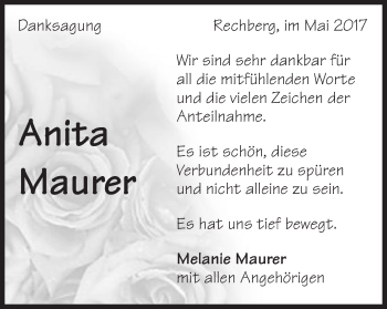 Traueranzeige von Anita Maurer von Gmünder Tagespost