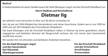 Traueranzeige von Dietmar Ilg von Schwäbische Post