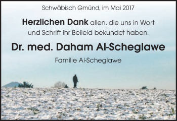 Traueranzeige von Damhan Al-Scheglawe von Gmünder Tagespost