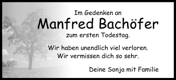 Traueranzeige von Manfred Bachöfer von Schwäbische Post