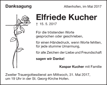 Traueranzeige von Elfriede Kucher von Schwäbische Post