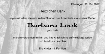 Traueranzeige von Barbara Look von Schwäbische Post