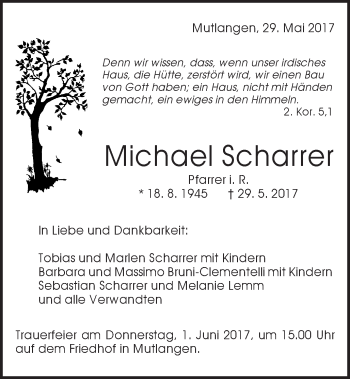 Traueranzeige von Michael Scharrer von Gmünder Tagespost