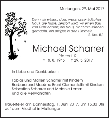 Traueranzeige von Michael Scharrer