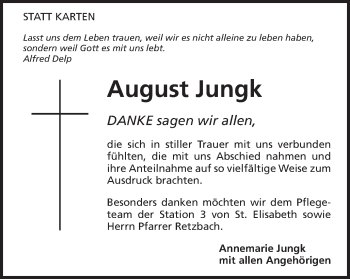 Traueranzeige von August Jungk von Schwäbische Post