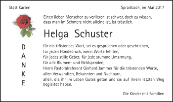 Traueranzeige von Helga Schuster von Gmünder Tagespost