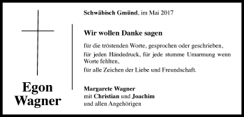 Traueranzeige von Egon Wagner von Gmünder Tagespost