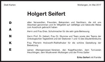 Traueranzeige von Holgert Seifert von Gmünder Tagespost