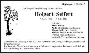 Traueranzeige von Holgert Seifert von Gmünder Tagespost