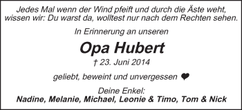 Traueranzeige von Hubert Schneider von Schwäbische Post
