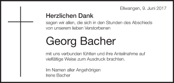 Traueranzeige von Georg Bacher