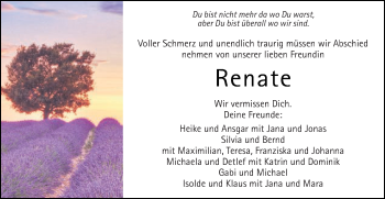 Traueranzeige von Renate Weber von Gmünder Tagespost