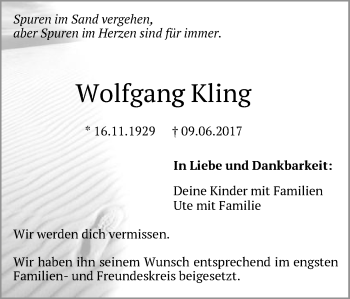 Traueranzeige von Wolfgang Kling von Gmünder Tagespost
