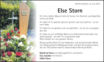 Traueranzeige von Else Storn von Schwäbische Post