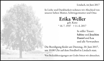Traueranzeige von Erika Weller von Gmünder Tagespost