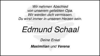 Traueranzeige von Edmund Schaal von Schwäbische Post