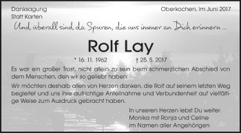 Traueranzeige von Rolf Lay von Schwäbische Post