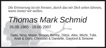 Traueranzeige von Thomas Mark Schmid von Schwäbische Post