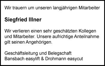 Traueranzeige von Siegfried Illner von Gmünder Tagespost