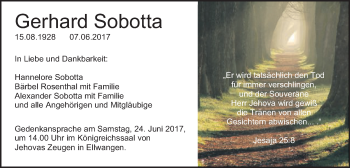 Traueranzeige von Gerhard Sobotta von Schwäbische Post