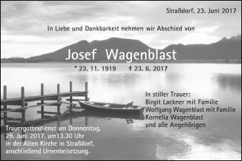 Traueranzeige von Josef Wagenblast