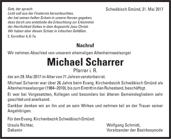 Traueranzeige von Michael Scharrer