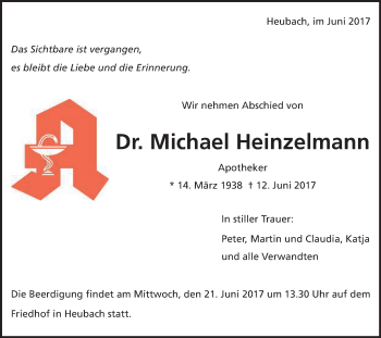 Traueranzeige von Michael Heinzelmann von Gmünder Tagespost