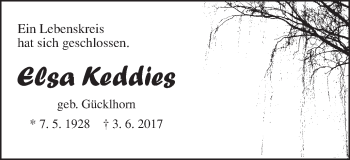 Traueranzeige von Elsa Keddies von Schwäbische Post