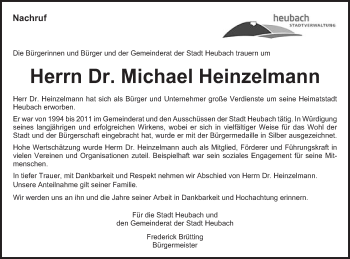 Traueranzeige von Michael Heinzelmann von Gmünder Tagespost