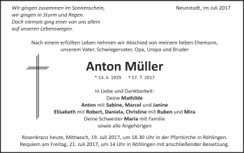 Traueranzeige von Anton Müller von Schwäbische Post