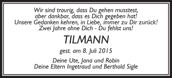 Traueranzeige von Tilmann Sigle von Schwäbische Post