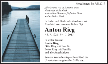 Traueranzeige von Anton Rieg von Gmünder Tagespost