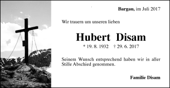 Traueranzeige von Hubert Disam