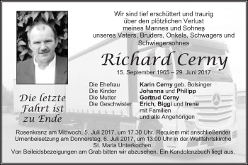 Traueranzeige von Richard Cerny von Schwäbische Post