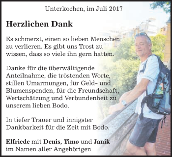 Traueranzeige von Bodo  von Schwäbische Post