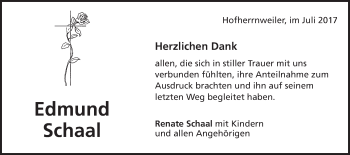 Traueranzeige von Edmund Schaal von Schwäbische Post