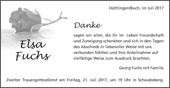 Traueranzeige von Elsa Fuchs von Schwäbische Post