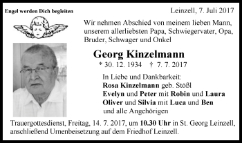 Traueranzeige von Georg Kinzelmann