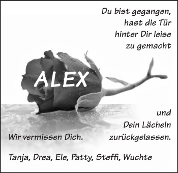 Traueranzeige von Alex  von Bopfinger Stadtanzeiger