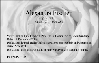 Traueranzeige von Alexandra Fischer von Schwäbische Post