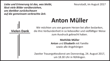 Traueranzeige von Anton Müller von Schwäbische Post