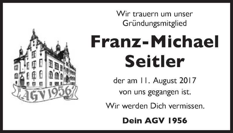  Traueranzeige für Franz-Michael Seitler vom 16.08.2017 aus Gmünder Tagespost