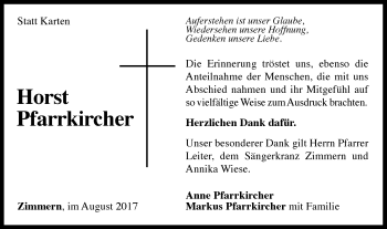 Traueranzeige von Horst Pfarrkircher von Gmünder Tagespost