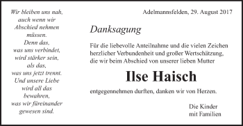 Traueranzeige von Ilse Haisch von Schwäbische Post