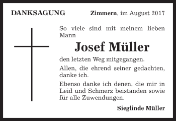 Traueranzeige von Josef Müller von Gmünder Tagespost