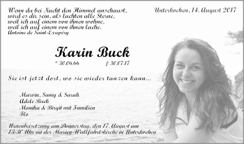 Traueranzeige von Karin Buck von Schwäbische Post