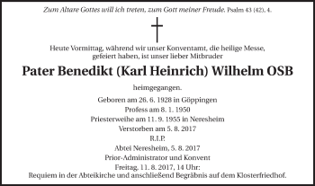 Traueranzeige von Karl Heinrich Wilhelm von Schwäbische Post