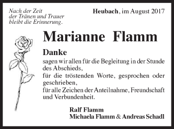 Traueranzeige von Marianne Flamm von Gmünder Tagespost